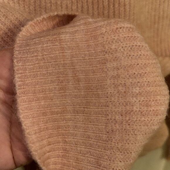 Nanette Lepore XS Blush Pink Puff Sleeve Fine Knit Mock Neck Pullover Sweater - Picture 8 of 12